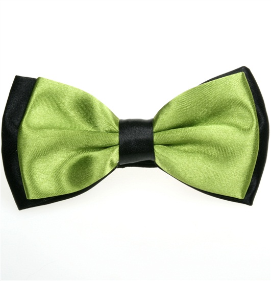 Black and Pistachio Green Satin Bicolor Bow Tie