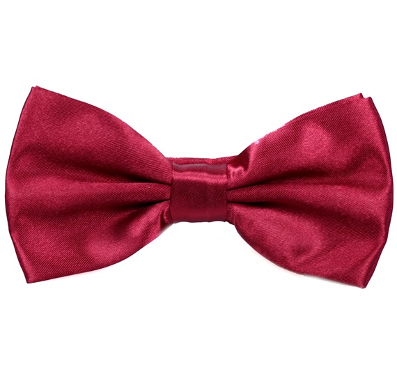 Burgundy Satin Bow Tie