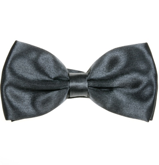 Dark Grey Satin Bow Tie