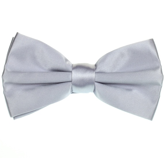 Pearl Grey Satin Bow Tie