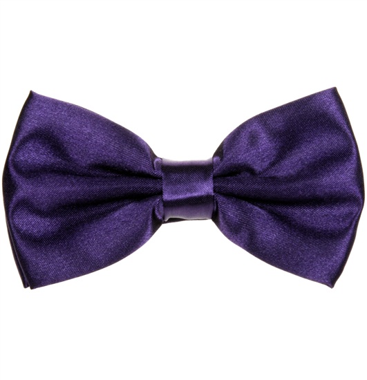 Dark Purple Satin Bow Tie