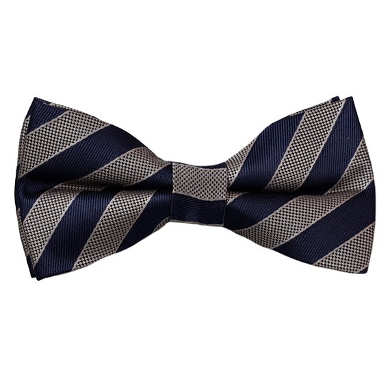 Blue and Beige Stripes Bow Tie