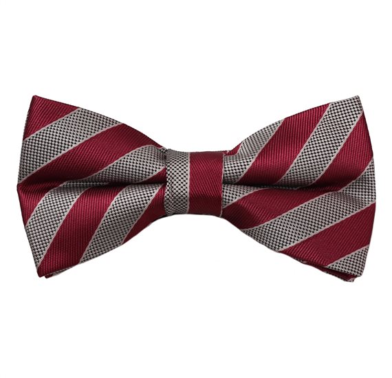 Burgundy and Beige Stripes Bow Tie
