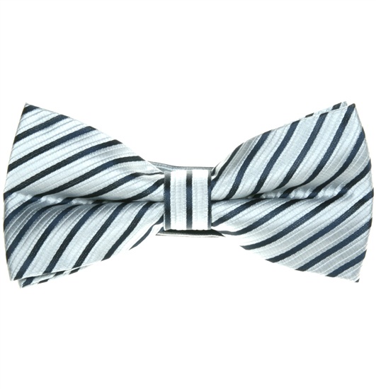 Silver Grey Stripes Bow Tie