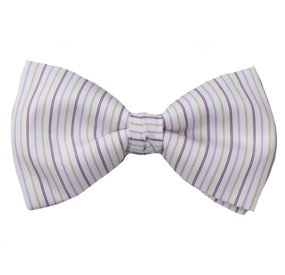Bow Tie with Light Purple and Beige Stripes