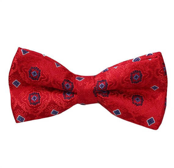 Red Bow Tie with Blue Design
