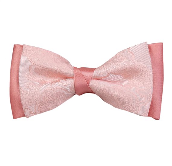 Salmon Pink Bow Tie with Paisley