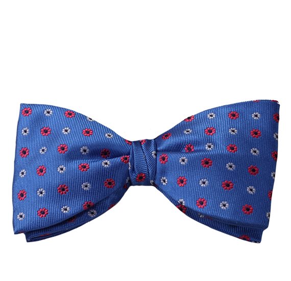 Royal Blue with Coral Flowers Bow Tie