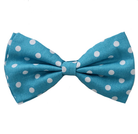 Turquoise Bow Tie with White Dots