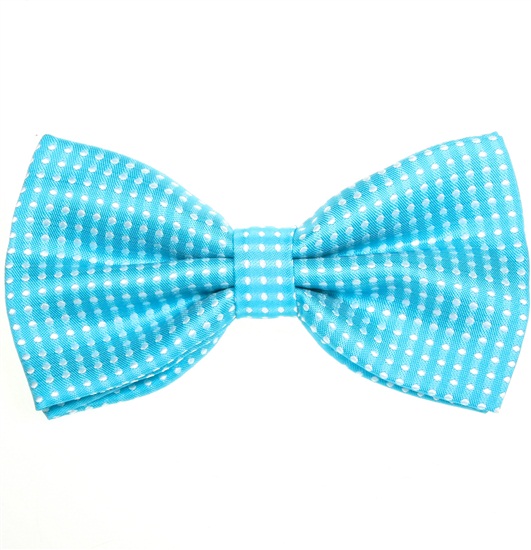 Turquoise Bow Tie with White Dots