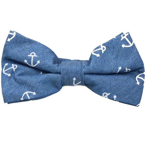 Jeans Bow Tie with Anchors