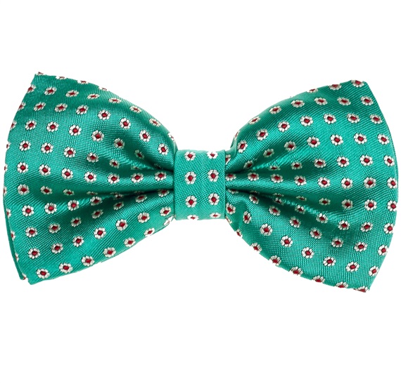 Green Bow Tie with White Daisies