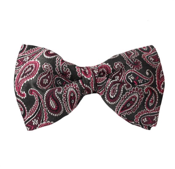 Green with Magenta Paisley Design Bow Tie