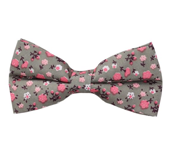 Green Bow Tie with Pink Flowers