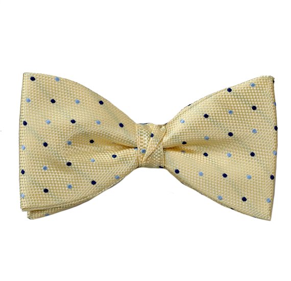 Yellow Bow Tie and Pocket Square with Dots
