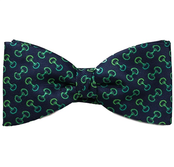 Blue Bow Tie and Pocket Square with Stirrup Riding