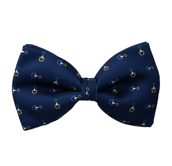 Blue Bow Tie and Pocket Square with Stirrup