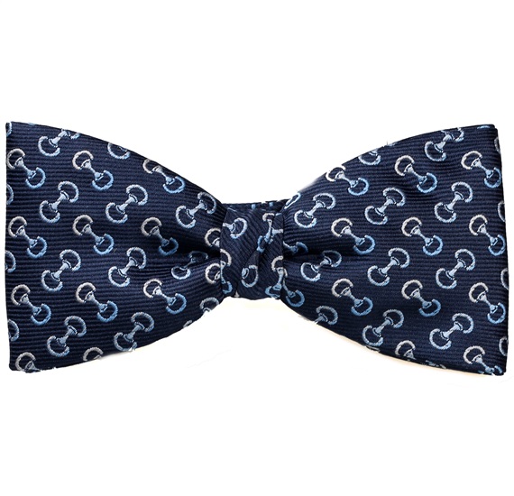 Blue Bow Tie and Pocket Square with Stirrup Riding