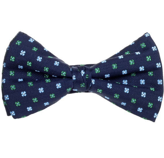 Blue Bow Tie and Pocket Square with Flowers