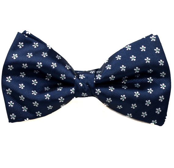 Blue Bow Tie and Pocket Square with Daisies