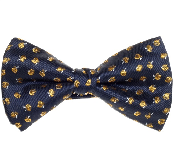 Blue Bow Tie and Pocket Square with Yellow Roses