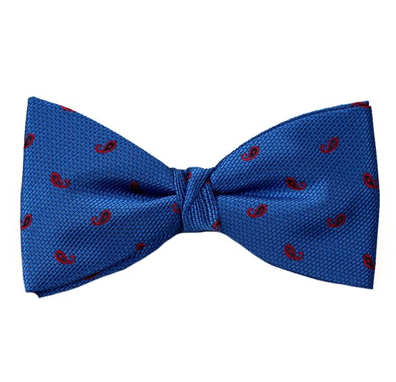 Royal Blue Bow Tie and Pocket Square with Paisley