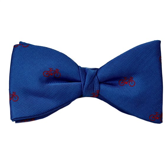 Royal Blue Bow Tie and Pocket Square with Bicycles