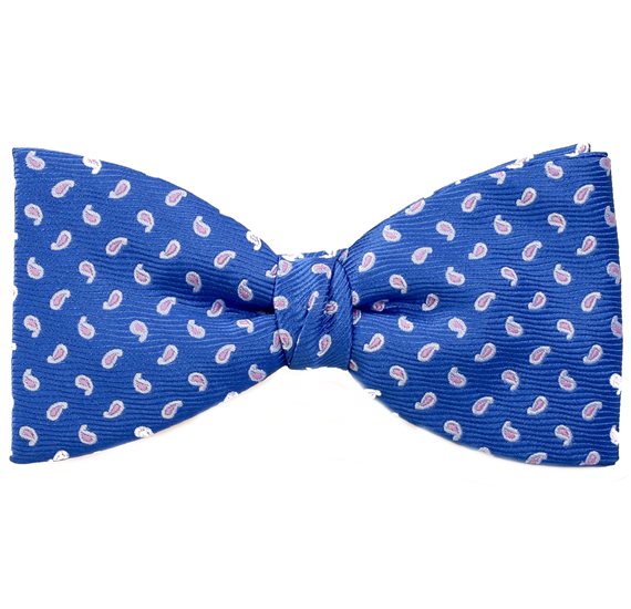 Royal Blue Bow Tie and Pocket Square with Pink Cashmere