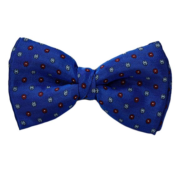 Royal Blue Bow Tie and Pocket Square with Flowers