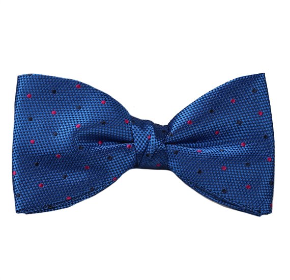 Royal Blue Bow Tie and Pocket Square with Dots