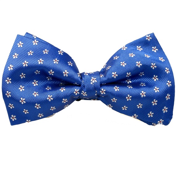 Royal Blue Bow Tie and Pocket Square with Daisies