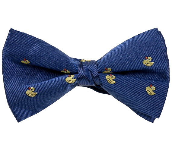 Royal Blue Bow Tie and Pocket Square with Yellow Ducks