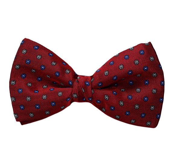 Burgundy Bow Tie and Pocket Square with Flowers