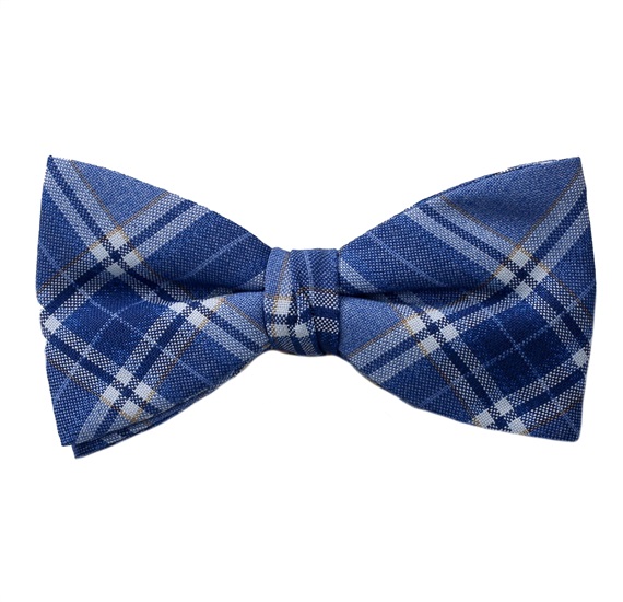Blue Checked Bow Tie and Pocket Square