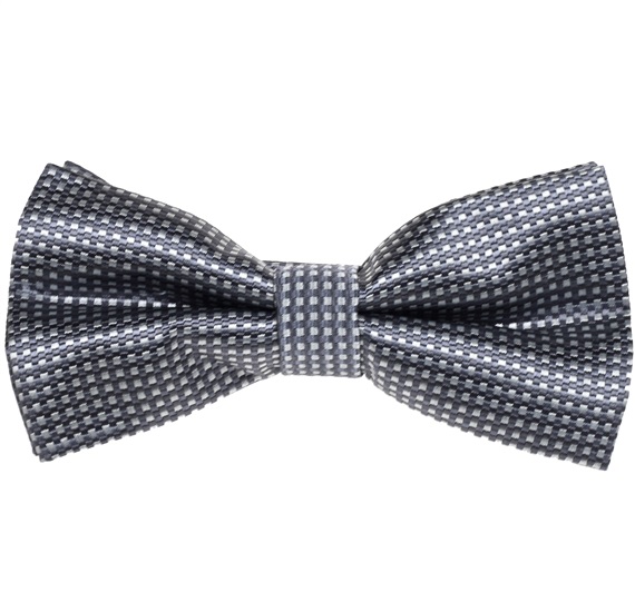 Grey Bow Tie and Pocket Square with Checks