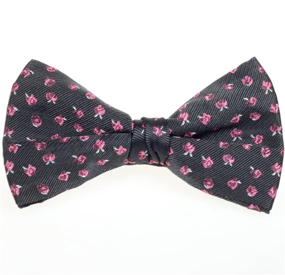 Grey with Roses Bow Tie and Pocket Square