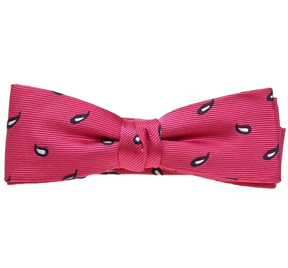 Magenta Boy's Bow Tie and Pocket Square with Paisley