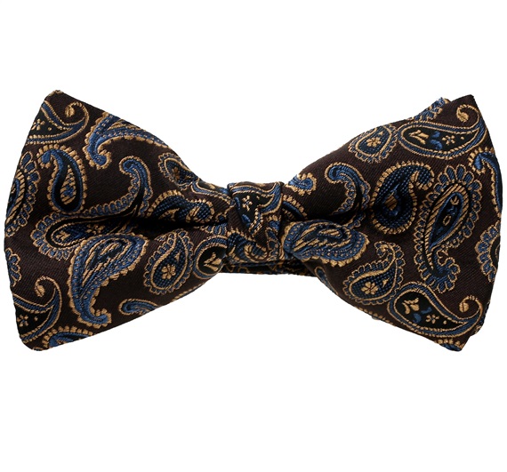 Brown Bow Tie and Pocket Square with Blue Cashmere