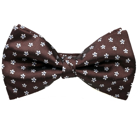 Brown Bow Tie and Pocket Square with Daisies