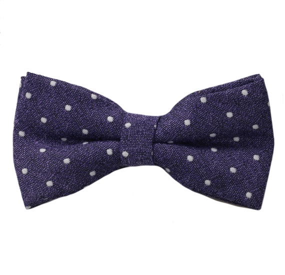 Purple Bow Tie and Pocket Square with White Dots