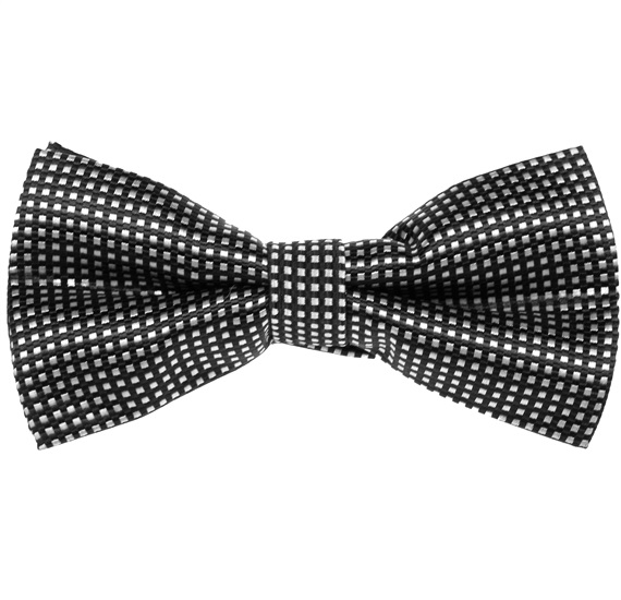 Black Bow Tie and Pocket Square with Checks