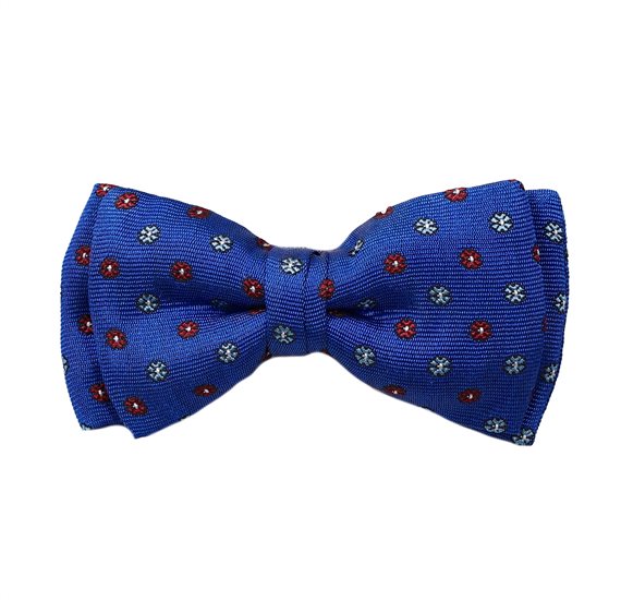 Royal Blue Boy's Bow Tie and Pocket Square with Flowers
