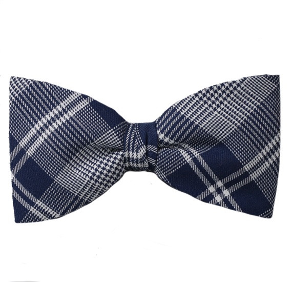 Blue Prince of Wales Bow Tie and Pocket Square