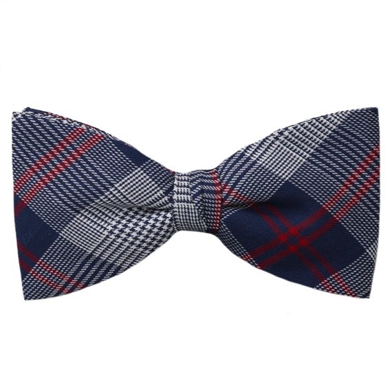 Blue Prince of Wales Bow Tie and Pocket Square