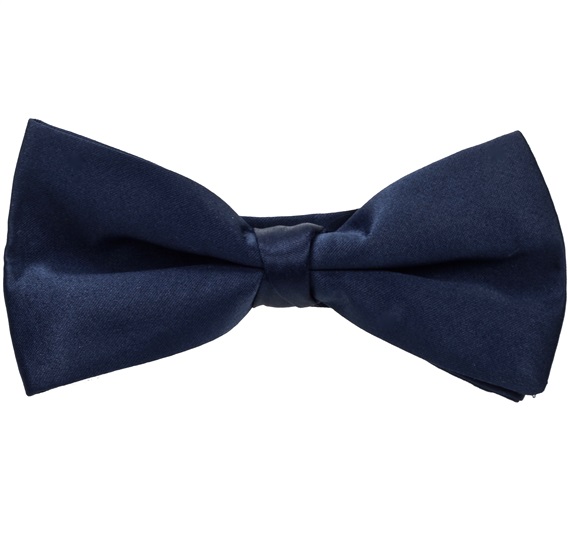 Dark Blue Satin Bow Tie and Pocket Square