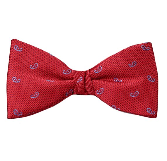 Red Bow Tie and Pocket Square with Paisley