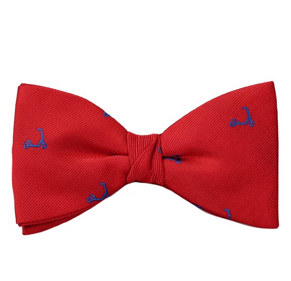 Red Bow Tie and Pocket Square with Scooters