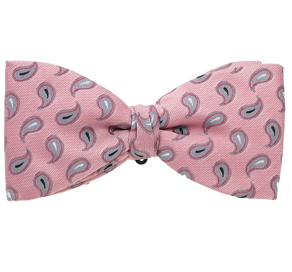 Pink Bow Tie and Pocket Square with Grey Cashmere