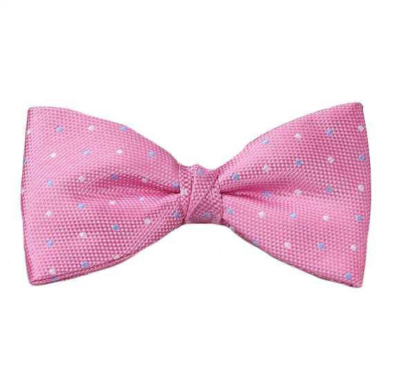Pink Bow Tie and Pocket Square with Dots