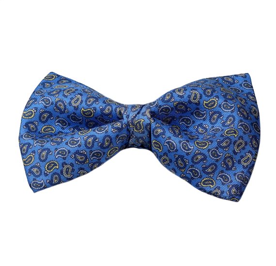 Royal Blue Bow Tie and Pocket Square with Blue Paisley